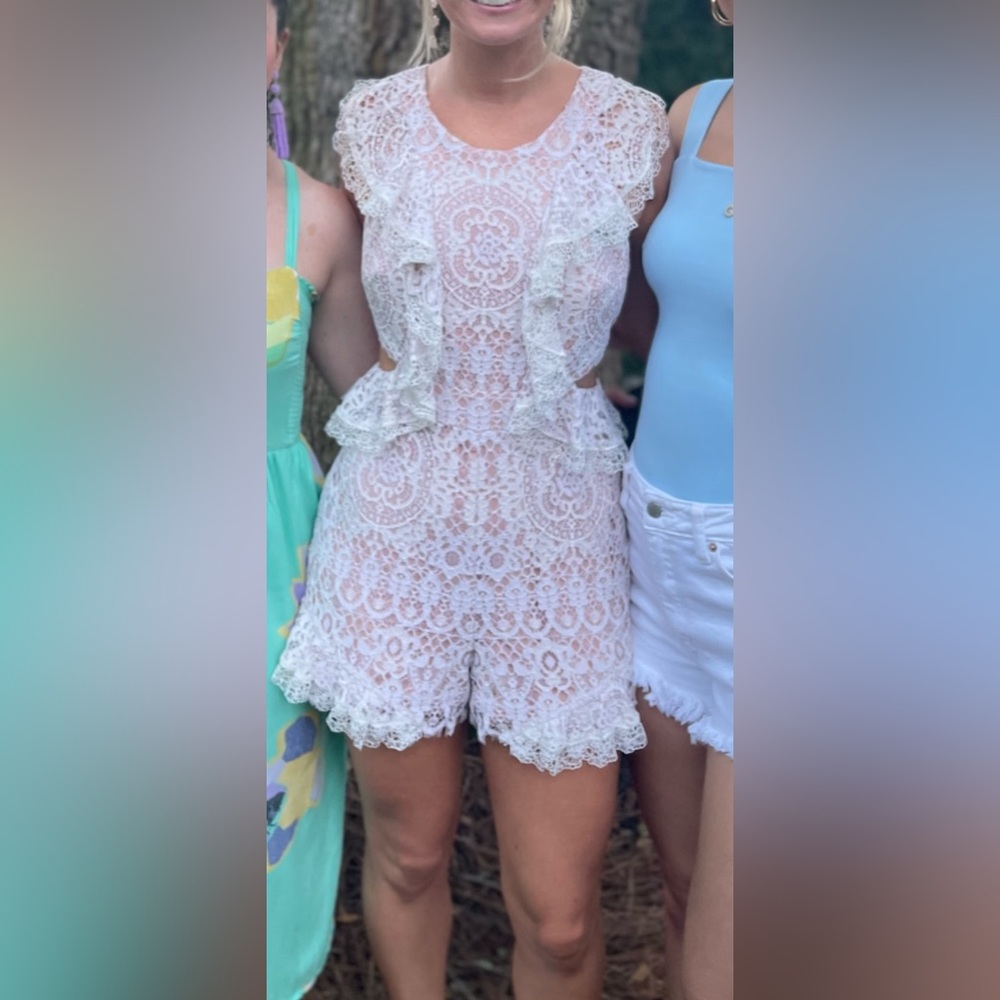 White Lace with Nude Lining Romper